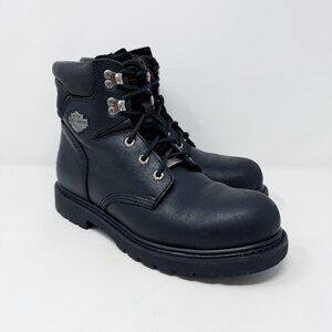 Harley-Davidson Black Leather Steel Toe Lace Up Boots Men's Size 10.5 EUC